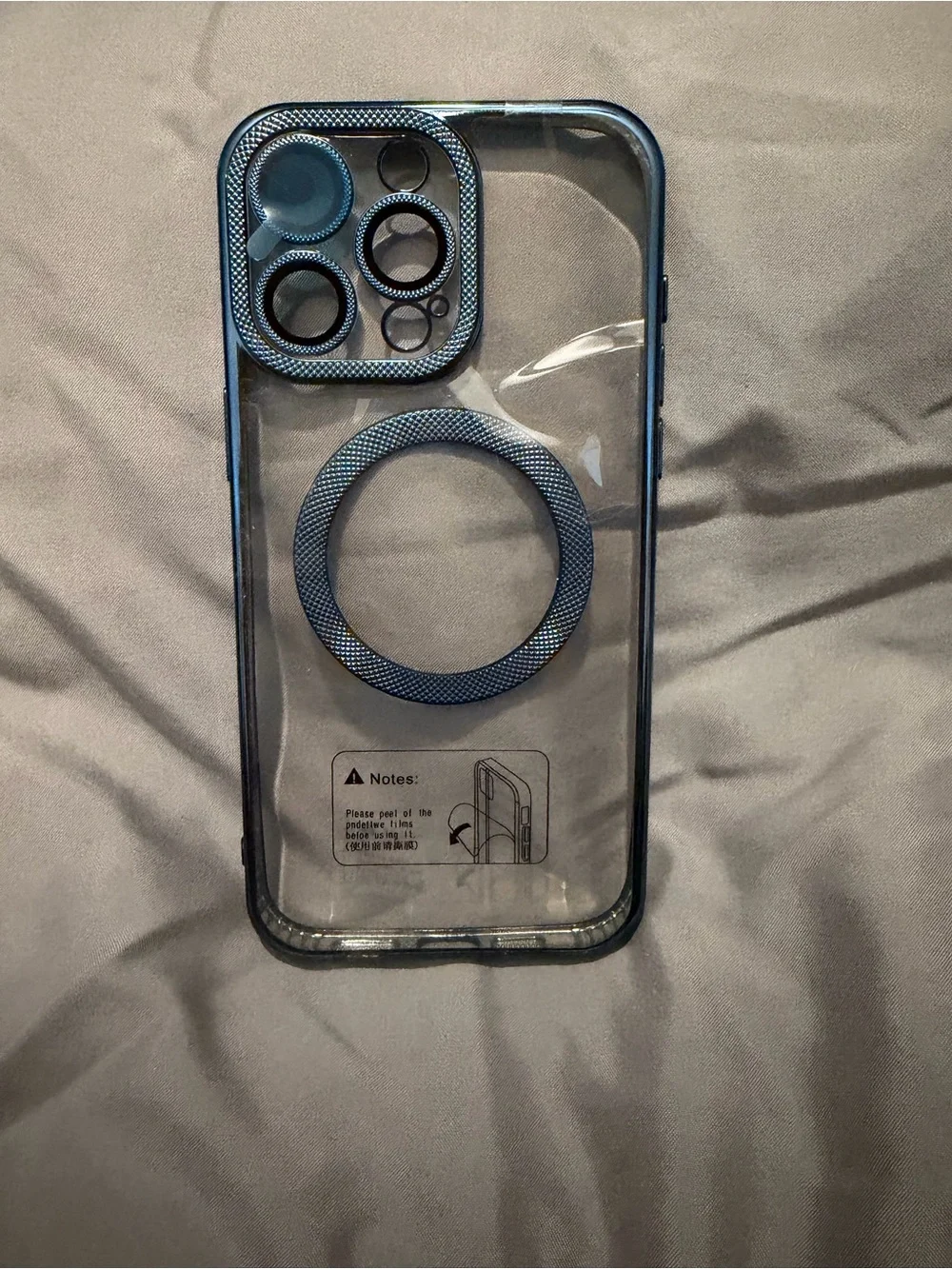 Clear Magnetic iPhone 15 Pro Max Case with Blue Trim